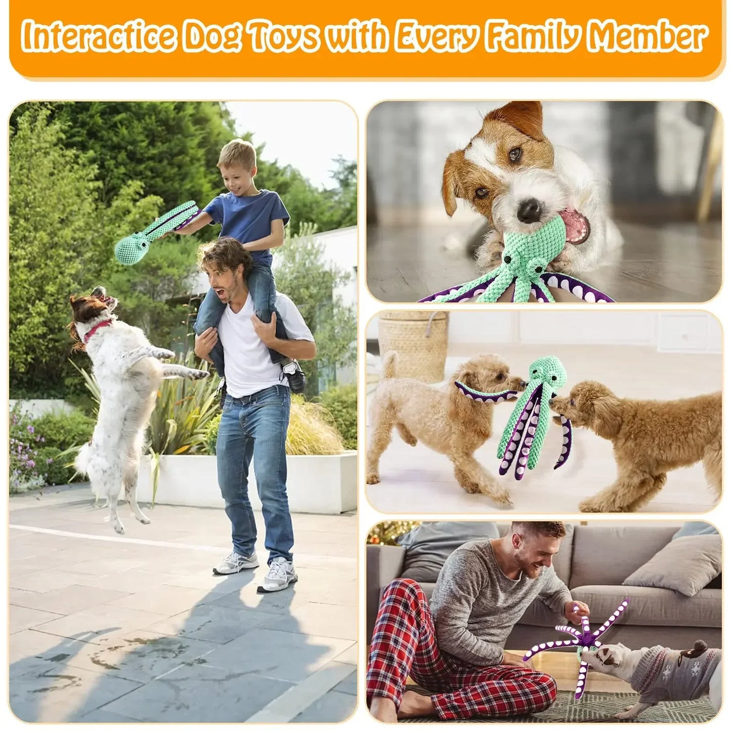 Pet Dog Plush Octopus Toy Interactive Sound Anti-demolition Home Teeth Grinding Large and Small Dog Relieve Boredom Dog Supplies