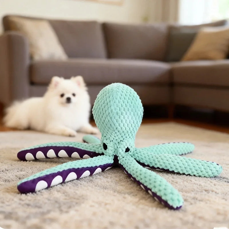 Pet Dog Plush Octopus Toy Interactive Sound Anti-demolition Home Teeth Grinding Large and Small Dog Relieve Boredom Dog Supplies